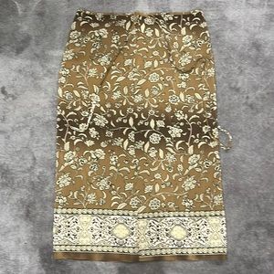 Vintage Jonathan Martin wrap around skirt brown tan cream colored size Medium